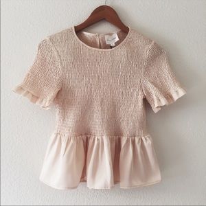 🤍Line & Dot CREAM SILK RUFFLE PEPLUM BLOUSE🤍
